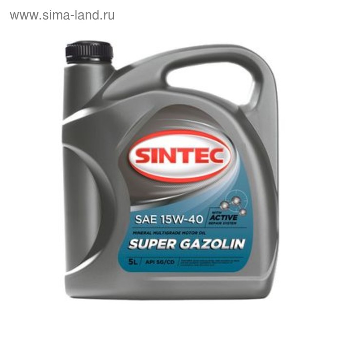 фото Масло моторное sintoil/sintec 15w-40, "супер", sg/cd, минеральное, 5 л