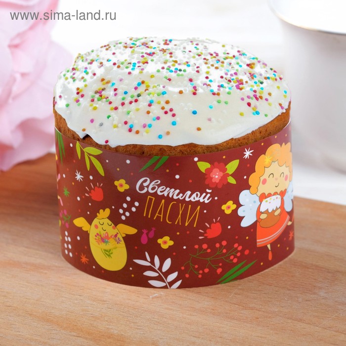 Кондитерская упаковка Пасхальный ободок для кулича «Ангел с куличом», 24 × 5 см