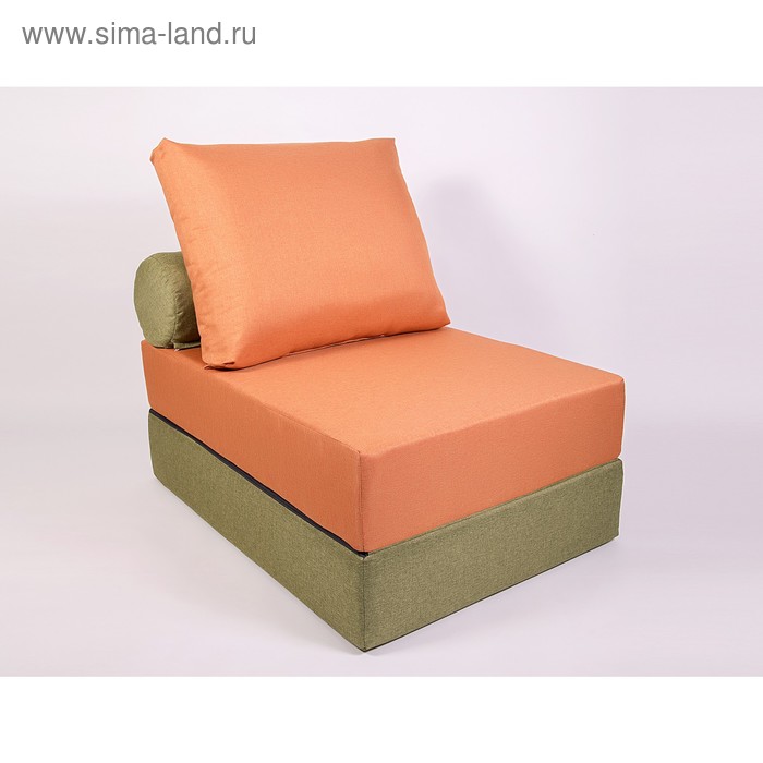 фото Кресло-кровать «прайм» с матрасиком, размер 75×100 см, цвет оранжевый, оливковый, рогожка wowpuff