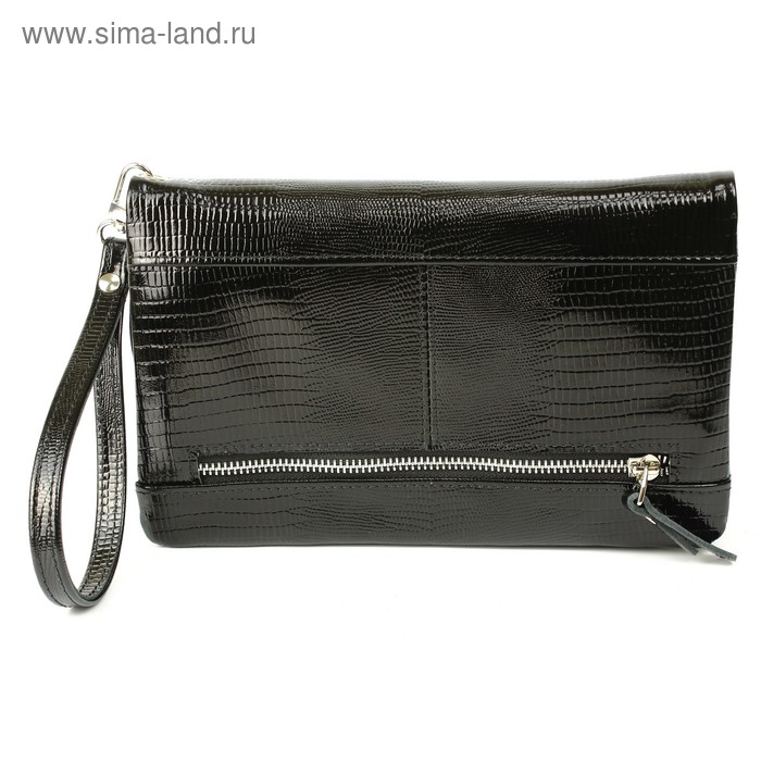 Клатч мужской, ремешок для руки, чёрный ящер
