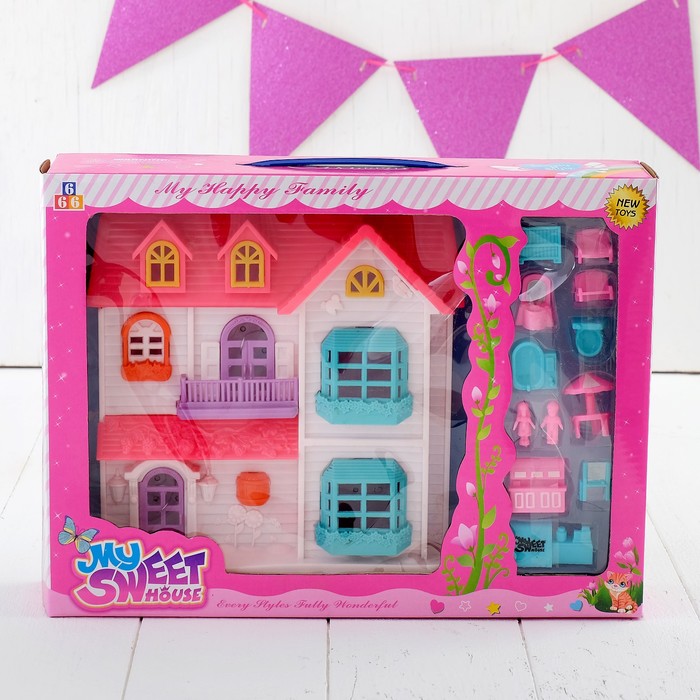 Дом для кукол с мебелью с фигурками, МИКС
