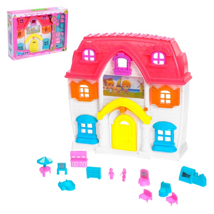 Дом для кукол, с мебелью, световые и звуковые эффекты, работает от батареек, цвета МИКС