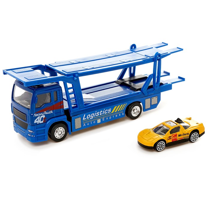 Машина металлическая &quot;Автовоз&quot;, световые и звуковые эффекты, работает от батареек, цвета МИКС