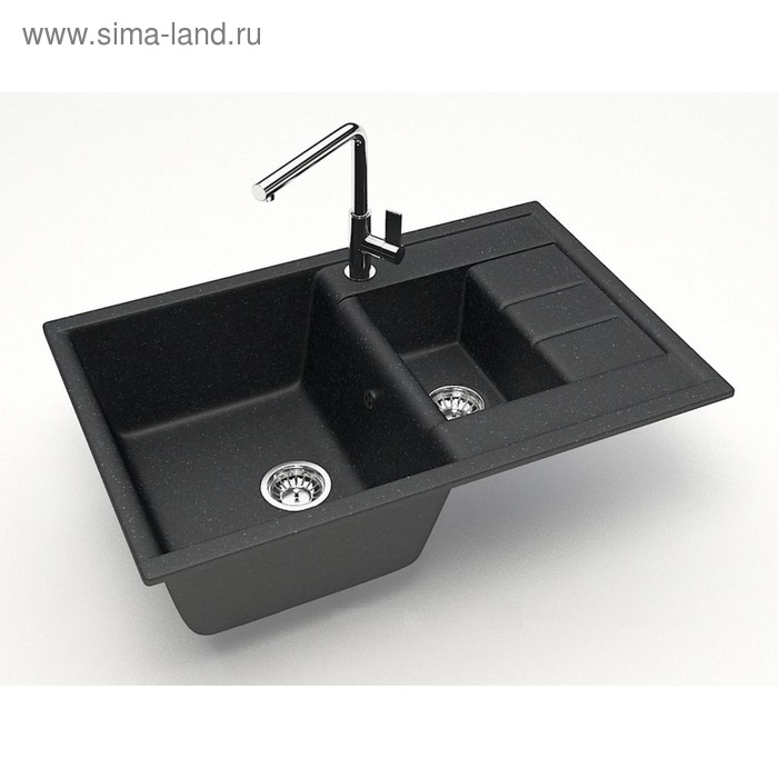 Мойка кухонная из камня ZETT lab. 210/Q4, 755x500x218 мм, матовая, врезная, черная