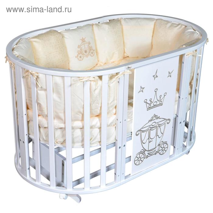 фото Детская кровать oliver gabriella royal 6 в 1, универсальный маятник, колесо, цвет белый