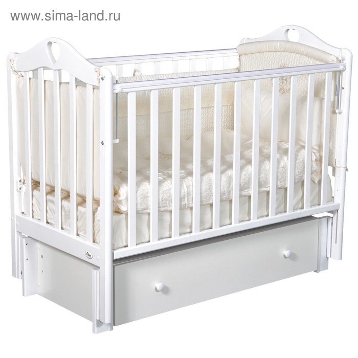 Детская кровать Oliver Bambina Premium, универсальный маятник, ящик, цвет белый