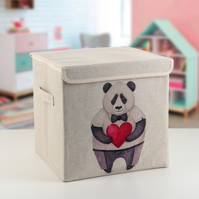 Короб стеллажный для хранения с крышкой «Влюблённая панда», 30×30×28,5 см Ош