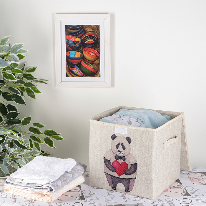 Короб для хранения с крышкой «Влюблённая панда», 30×30×28,5 см