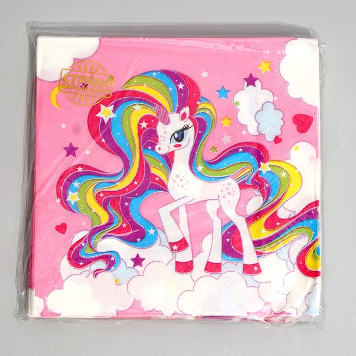 Салфетки бумажные «Единорог в облаках», 33х33 см, набор 20 шт. 4624368