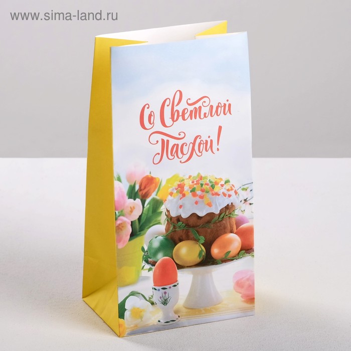  Пакет подарочный без ручек «Со Светлой Пасхой», 10 × 19,5 × 7 см