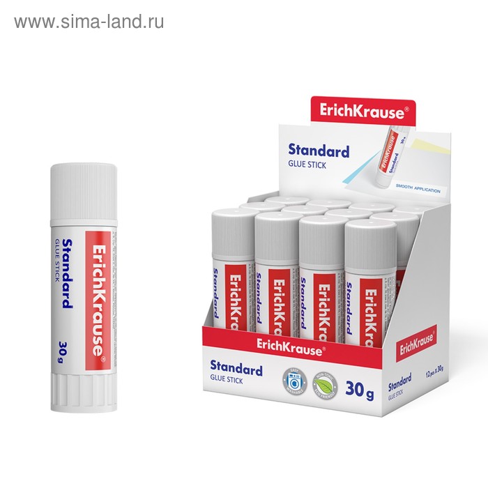 Клей-карандаш ErichKrause Standard 30 г быстрое склеивание 129₽