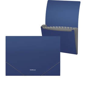Папка-картотека на резинке A4, 12 отделов, ErichKrause Matt Classic, синяя Ош