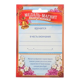 

Медаль на магните «Выпускник 2020», парусник, 8,5 х 9 см