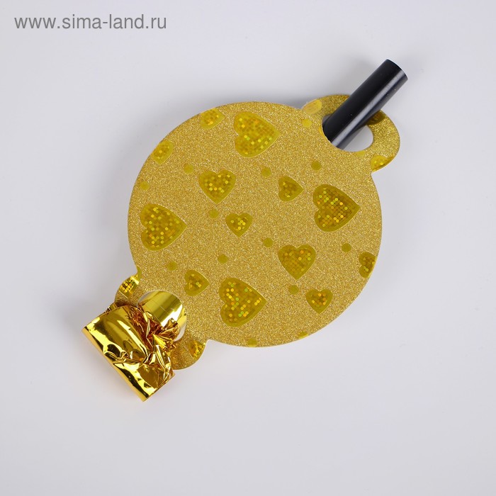 Карнавальный язычок «Сердечки», набор 6 шт., цвет золотой