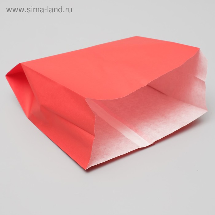 Пакет бумажный фасовочный, красный,  V-образное дно, 23,9 х 20 х 9 см