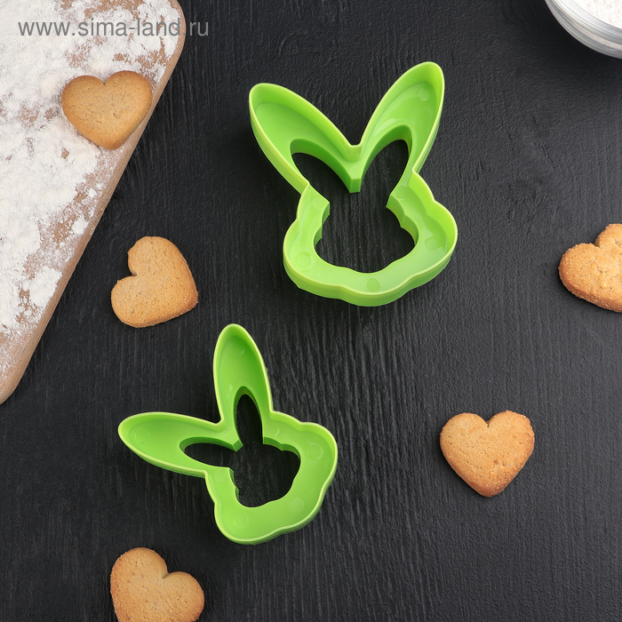 Набор форм для вырезания печенья «Кролик», 2 шт, цвет зелёный