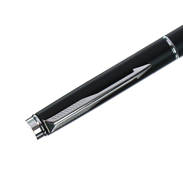 Ручка подарочная шариковая поворотная корпус черный матовый ЛОГО, стержень синий 0,7 мм, металлический корпус