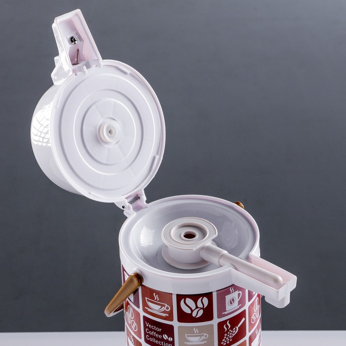 Термос-кофейник 1,9 л с помпой "Рисунки", цвета МИКС