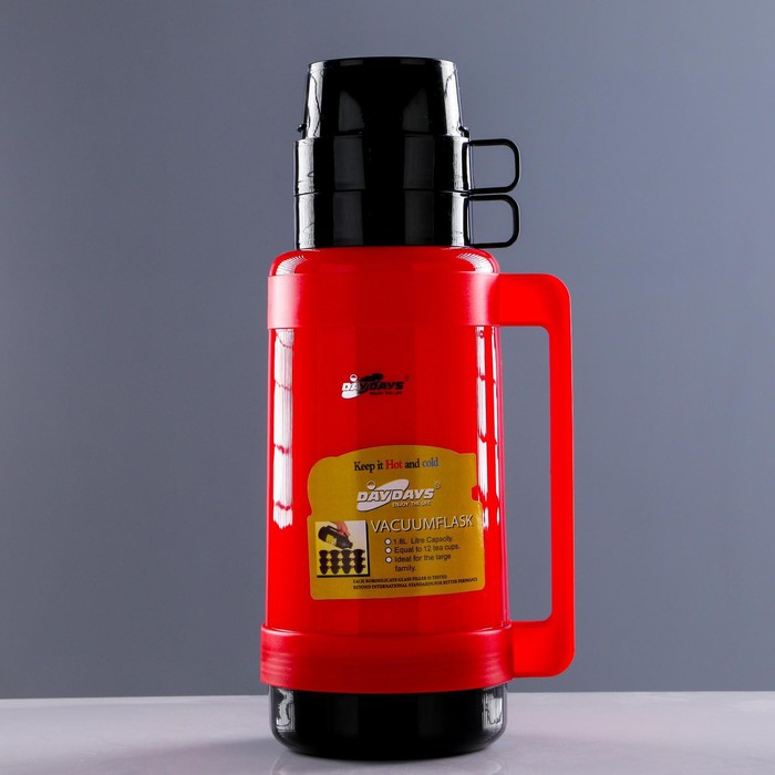 Термос с ручкой «Сочетание», 1.8 л, 2 кружки, 6-8 ч, микс