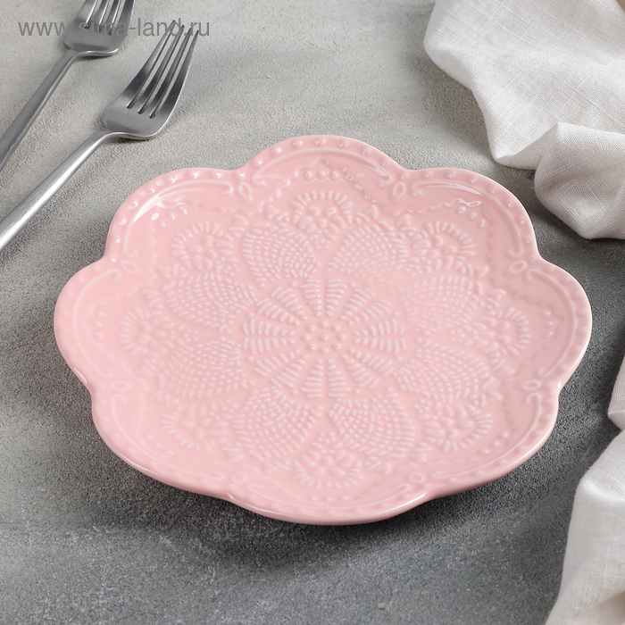 фото Тарелка фарфоровая обеденная доляна «сьюзен», d=20,5 см, цвет розовый