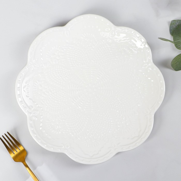 Тарелка фарфоровая Доляна «Сьюзен», d=27 см, цвет белый тарелка фарфоровая десертная доляна сьюзен d 15 5 см цвет белый