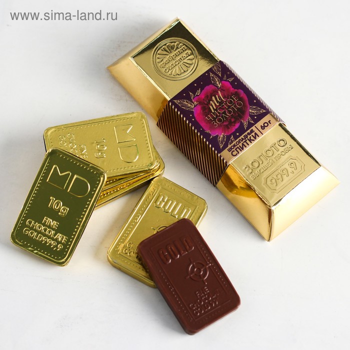 фото Шоколадные слитки "ты чистое золото", набор из 6 штук по 15 гр. фабрика счастья