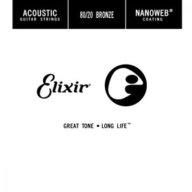 

Отдельная струна для акустической гитары Elixir 15122 Nanoweb бронза 80/20, .022