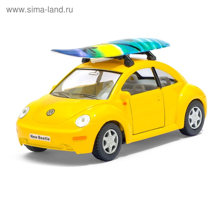 Металлический транспорт Машина металлическая VW New Beetle, 1:32, открываются двери, инерция, цвет жёлтый