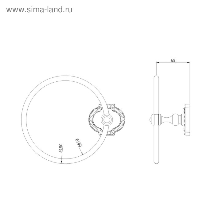 

Держатель для полотенца Bronze de Luxe S25004, подвесной, бронза