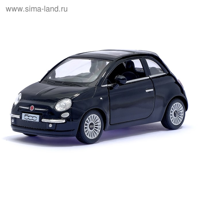 Металлический транспорт Машина металлическая Fiat 500, 1:28, открываются двери, инерция, цвет чёрный