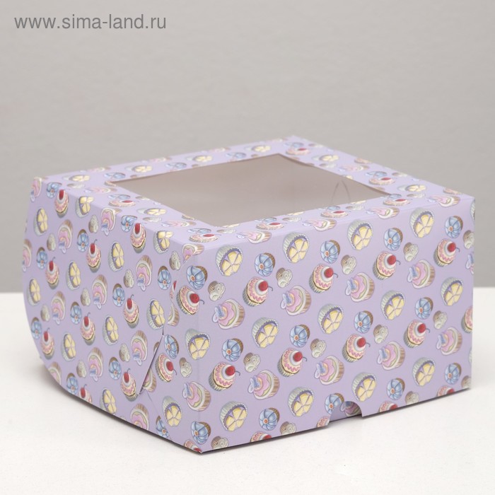 

Упаковка на 4 капкейка "Капкейки", с окном , 16 х 16 х 10 см