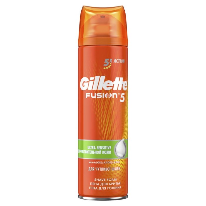 Пена для бритья Gillette Fusion Sensitive Skin, для чувствительной кожи, 250 мл