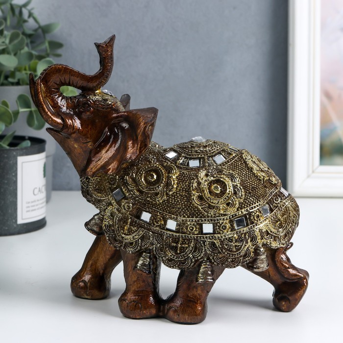 Сувенир полистоун Слон в попоне с кисточками и зеркалами МИКС 18х9х20,5 см