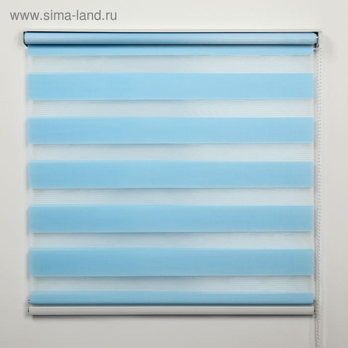 Штора рулонная «День-ночь», 90×180 см (с учётом креплений 3,5 см), цвет голубой