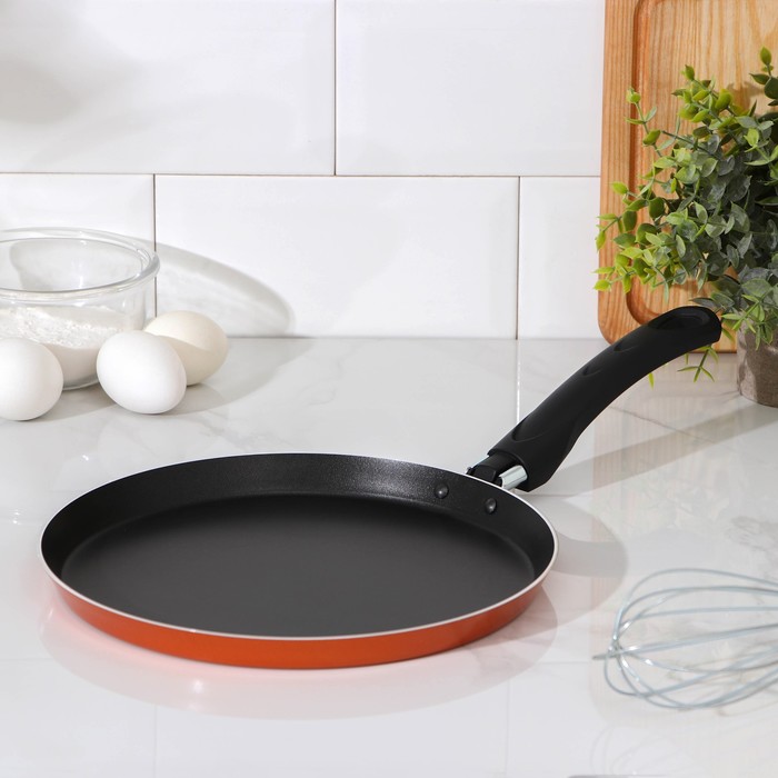 Сковорода блинная «Шёлк», d=25 см, антипригарное покрытие, цвет чёрный