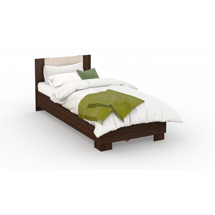 Кровать «Аврора» без ПМ, 90 × 200 см, со встроенным основанием, цвет венге / дуб молочный
