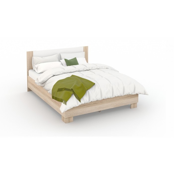 фото Кровать «аврора» без пм, 140 × 200 см, со встроенным основанием, цвет сонома / белый imperial
