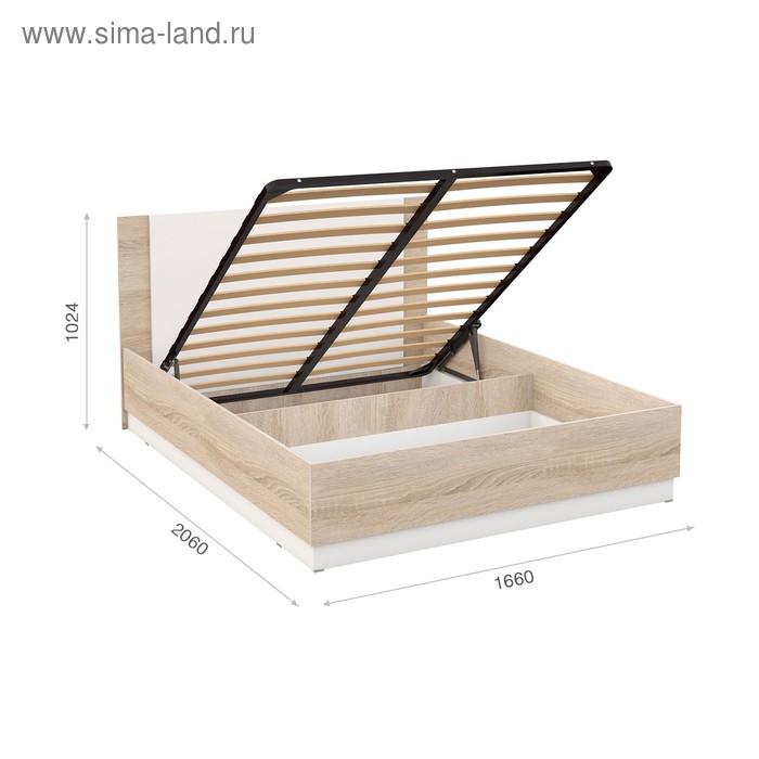 фото Кровать «аврора» с пм, 1600х2000, цвет сонома / белый