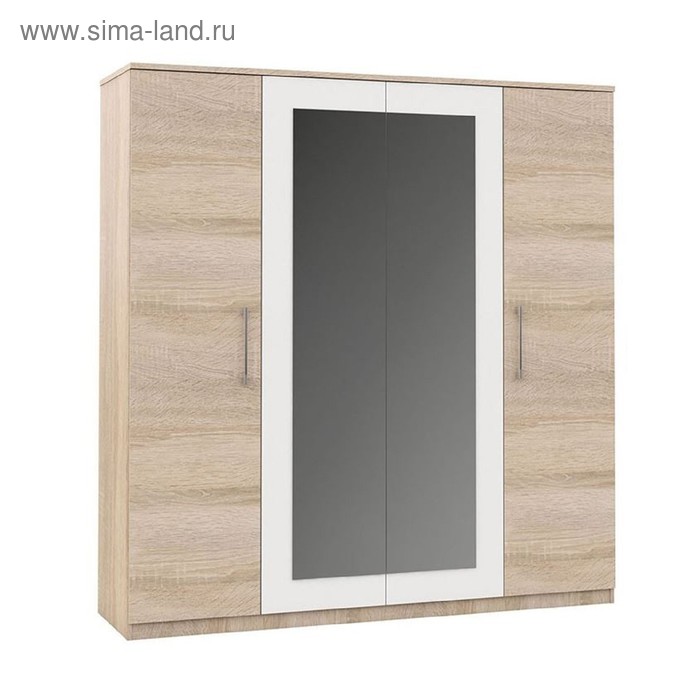 Шкаф 4-х дверный «Аврора», 2004 × 574 × 2118 мм, цвет сонома / белый шкаф угловой аврора 925 × 925 × 2118 мм цвет сонома белый