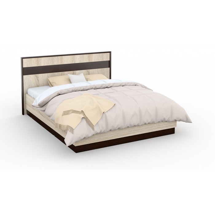 кровать аврора с пм 160 × 200 см цвет венге дуб молочный Кровать «Эшли» с ПМ, 160 × 200 см, цвет венге / дуб сонома