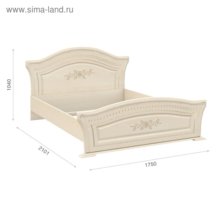 Кровать «Франческа» без ПМ, 160 × 200 см, без основания, цвет берёза патина