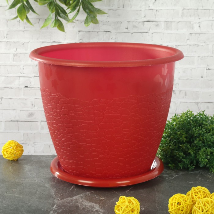 Горшок для цветов с поддоном 3,2 л "Розалия", цвет медный