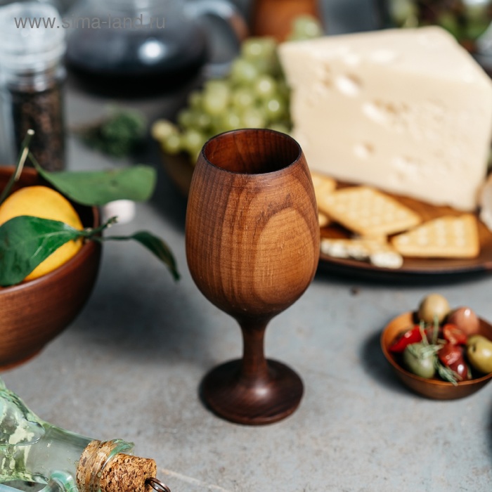Бокал для вина из натурального кедра Mаgistrо, 16,5×7 см, цвет шоколадный тарелка суповая из натурального кедра mаgistrо 800 мл цвет шоколадный