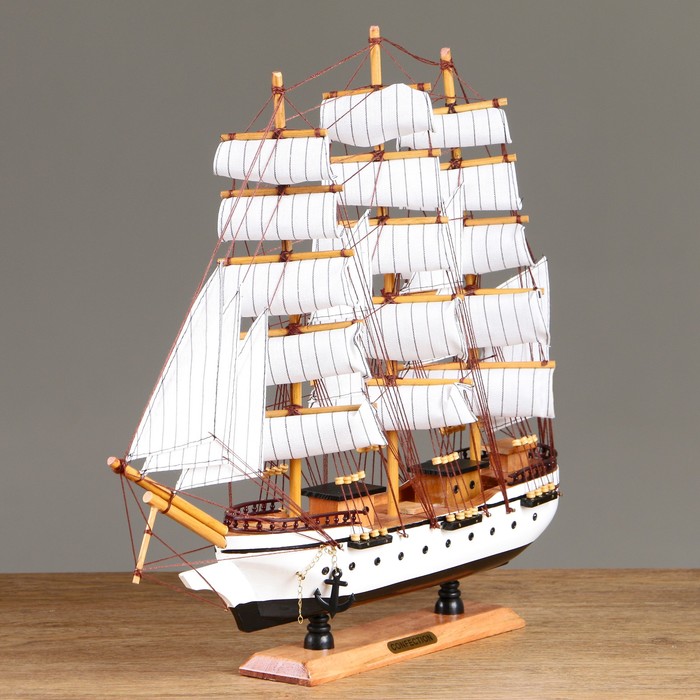 Корабль "Бонавентур" с белыми парусами, белый корпус, 49*10*43см