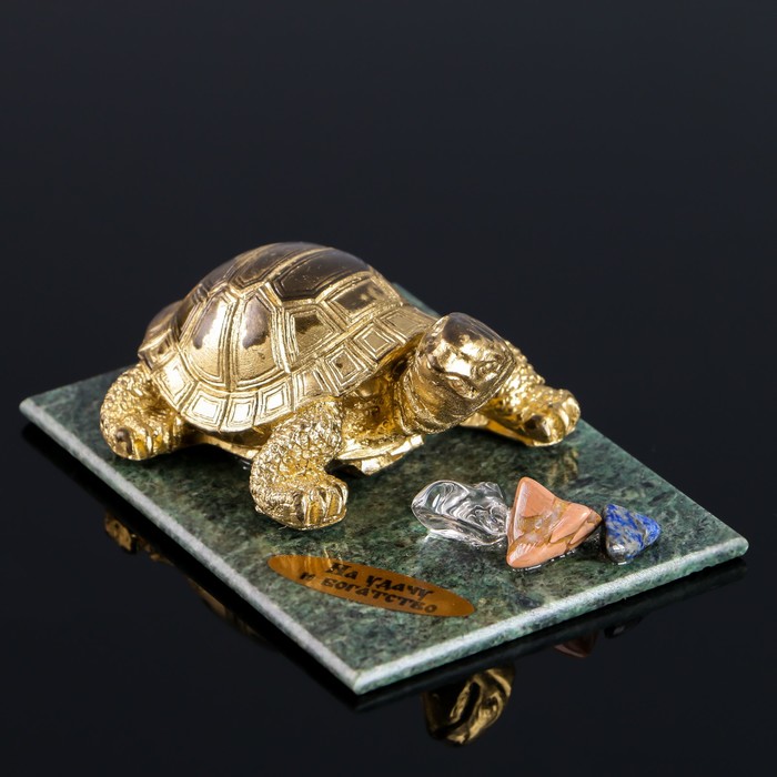 Сувенир Черепаха, 7х10х4 см, змеевик, гипс, минералы