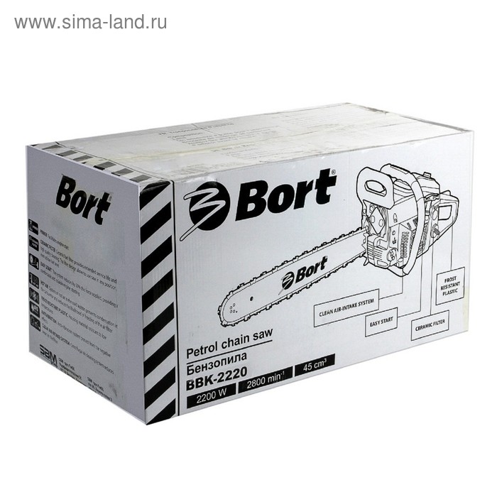 Купить Бензопила Bort BBK-2220, 2200 Вт, 50 см3, 20", 76 звеньев, шаг 0.325'', 0.55 л, легкий старт 48145 у ООО "Компания АЛТИС-Пермь" Бензопила Bort BBK-2220, 2200 Вт, 50 см3, 20", 76 звеньев, шаг 0.325'', 0.55 л, легкий старт 48145