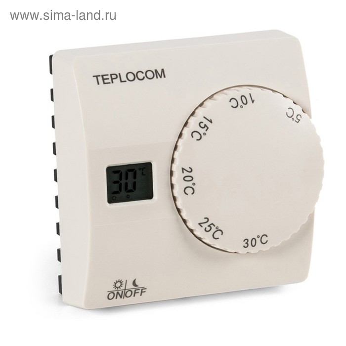 Термостат комнатный Teplocom TS-2AA/8A3, проводной, питание от двух батарей типа АА термостат комнатный teplocom ts 2aa 3a rf