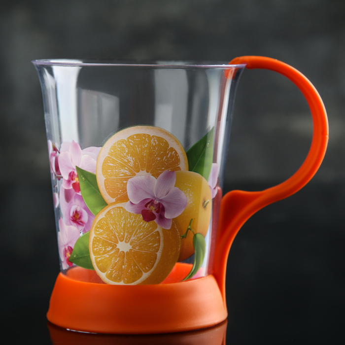 Стакан с подстаканником 250 мл "Фрукты", цвета МИКС