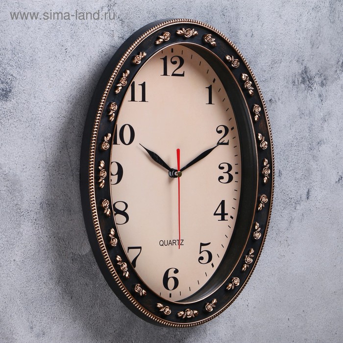 фото Часы настенные "эвелин", d-24.5 х 18 см, 30 х 23 см, плавный ход