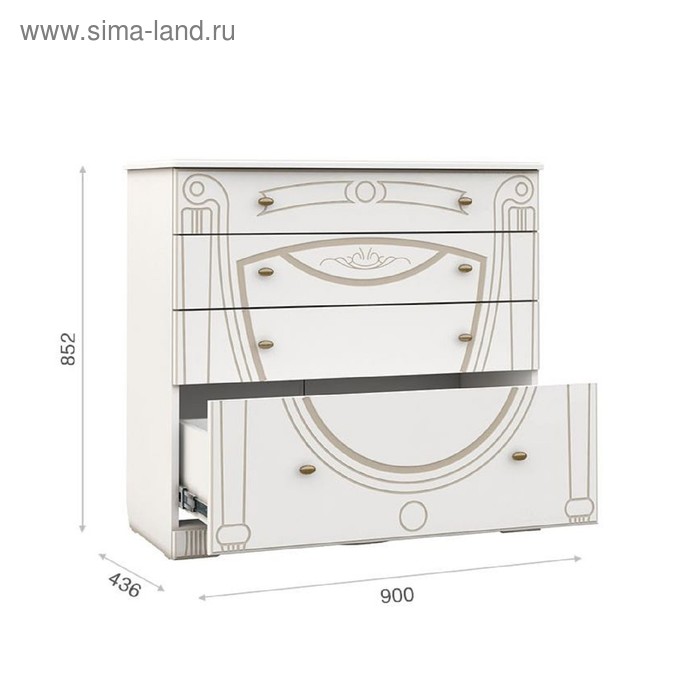 

Комод «Александрина», 900 × 436 × 852 мм, цвет белый / золото